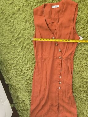 Sleeveless Rust Button-Front Women's Dress